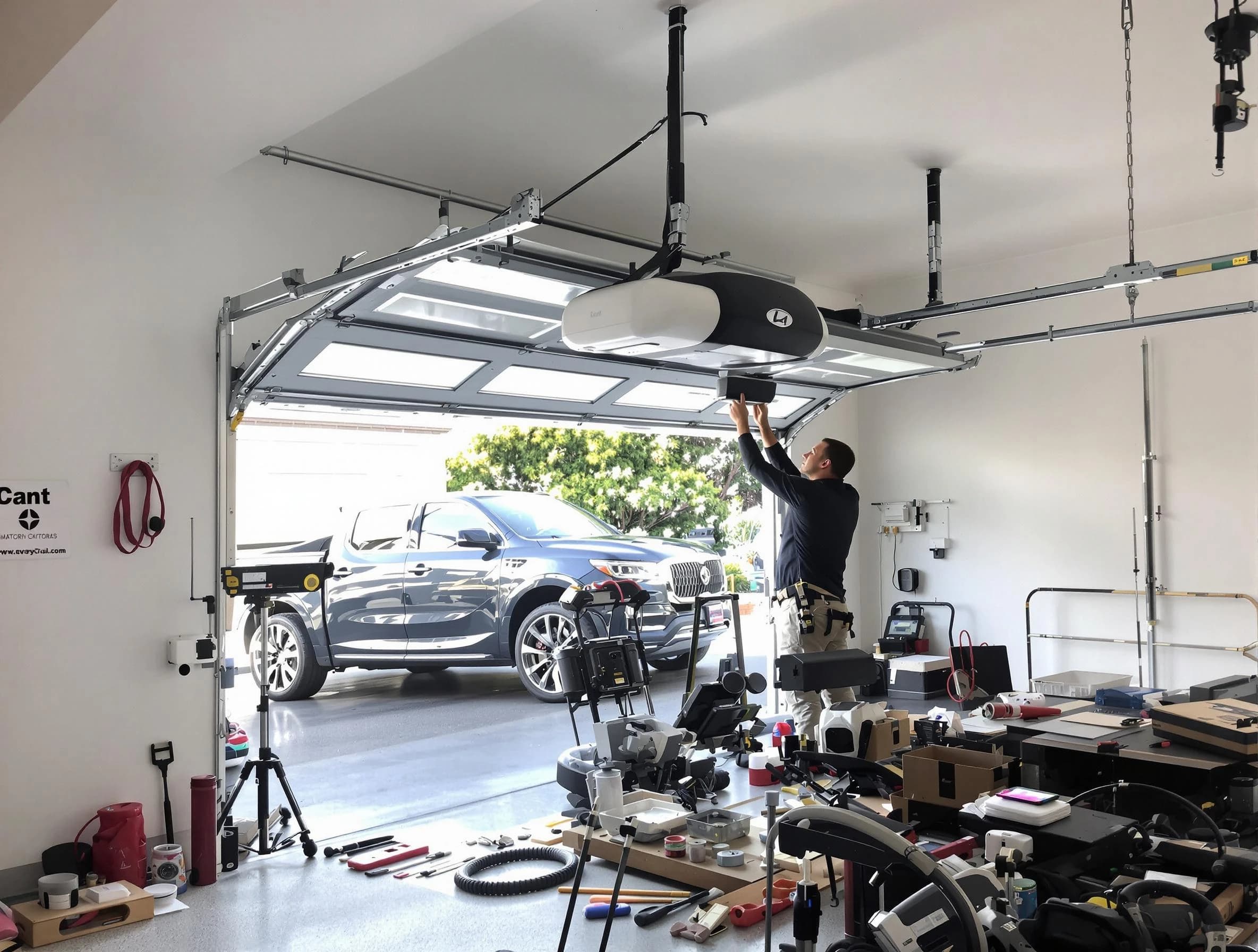 Port Charlotte Garage Door Repair specialist installing smart garage door opener system in Port Charlotte home