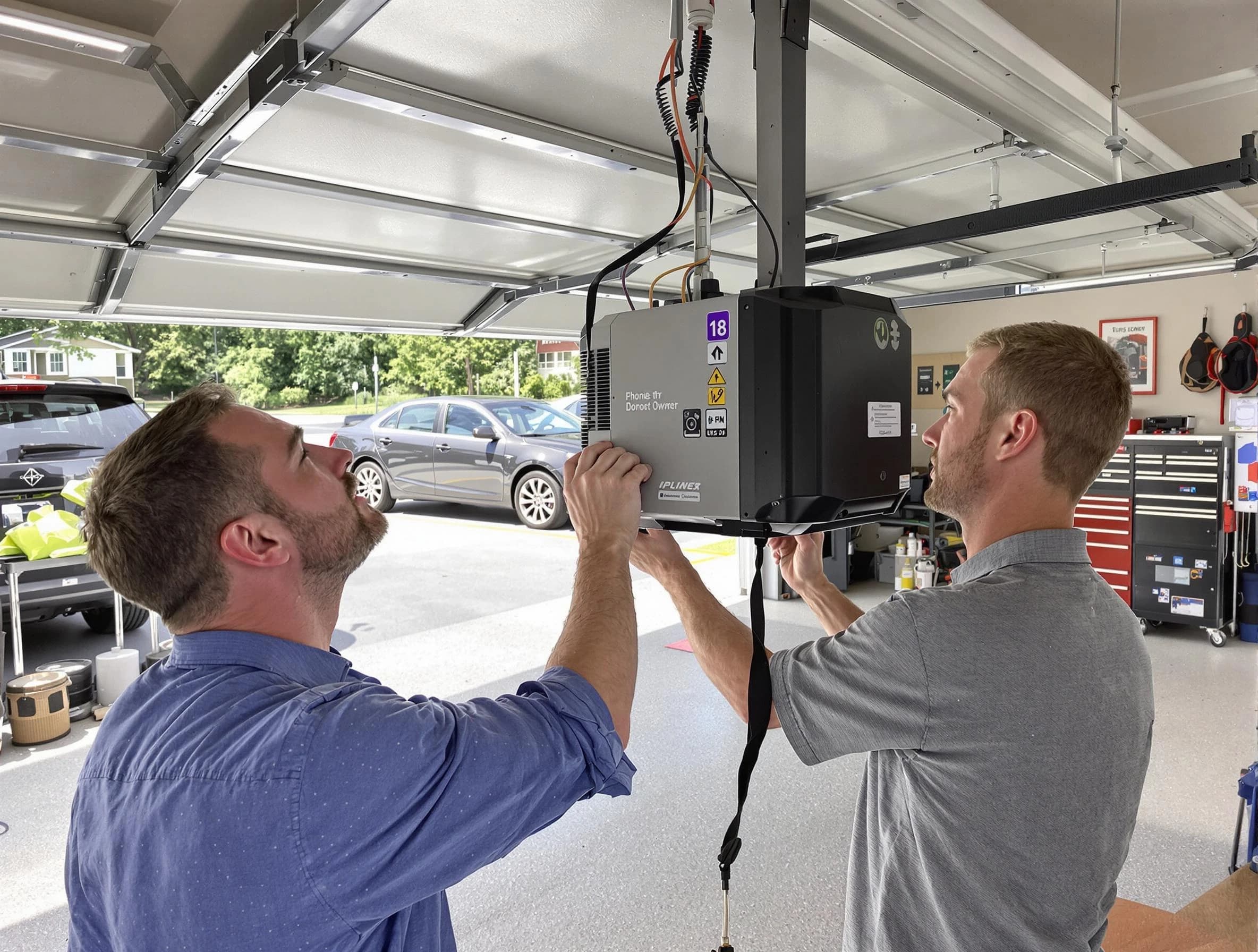 Port Charlotte Garage Door Repair technician installing garage door opener in Port Charlotte