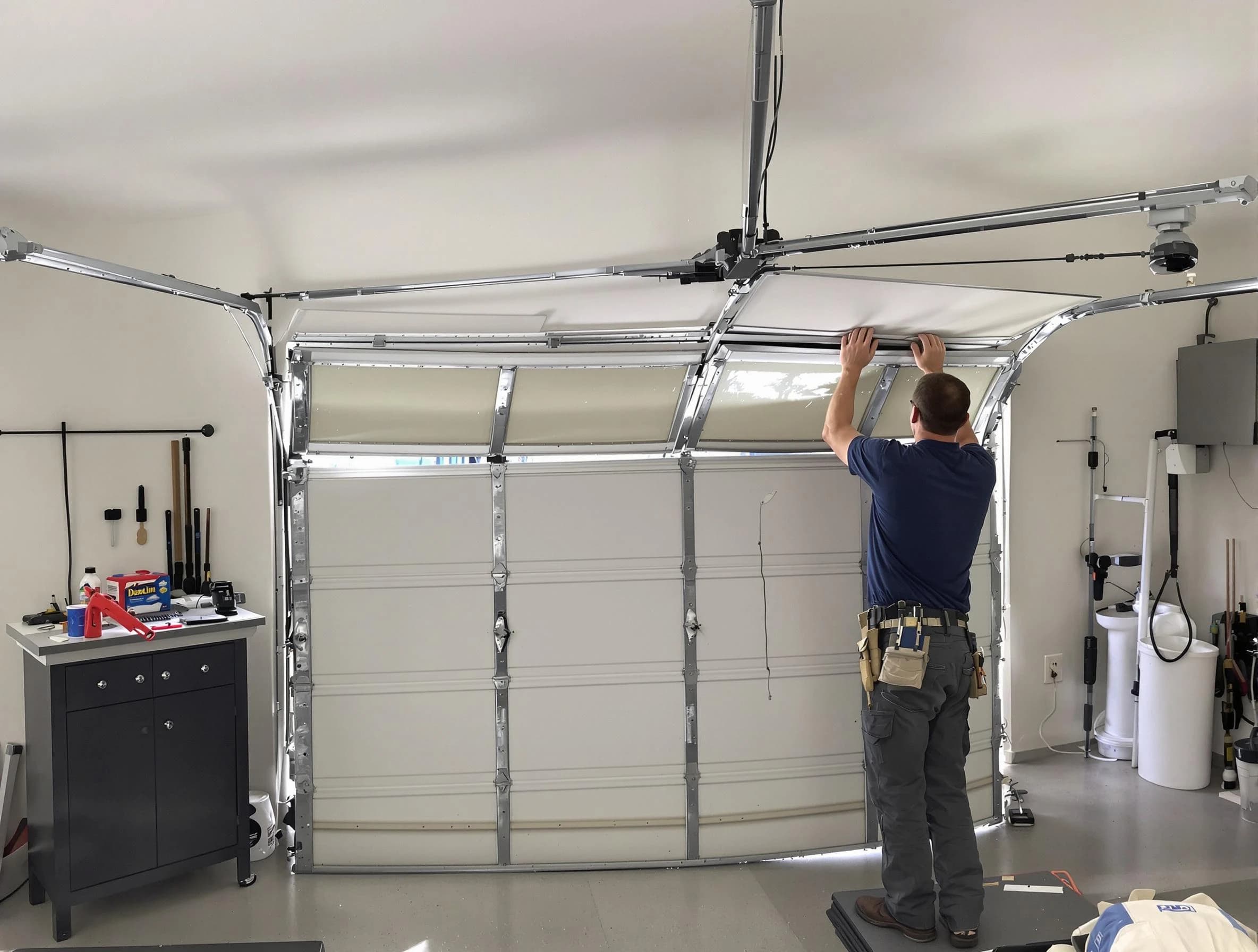 Port Charlotte Garage Door Repair specialist performing precise section replacement on Port Charlotte garage door