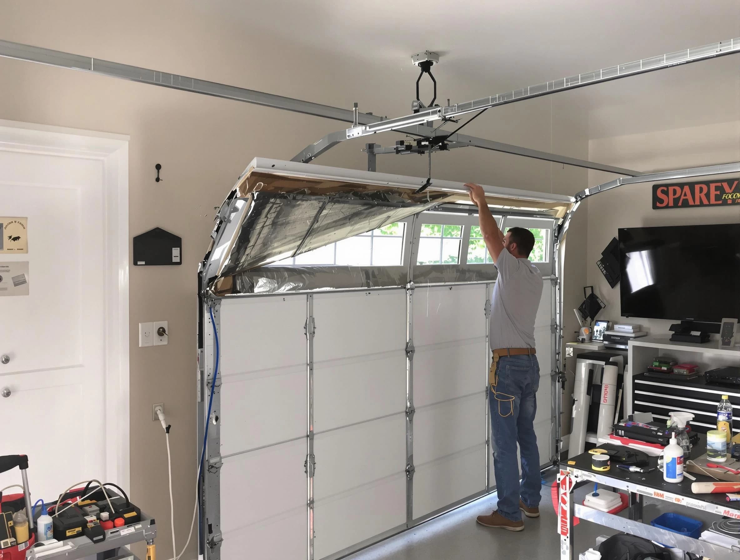 Garage door section replacement by Port Charlotte Garage Door Repair in Port Charlotte